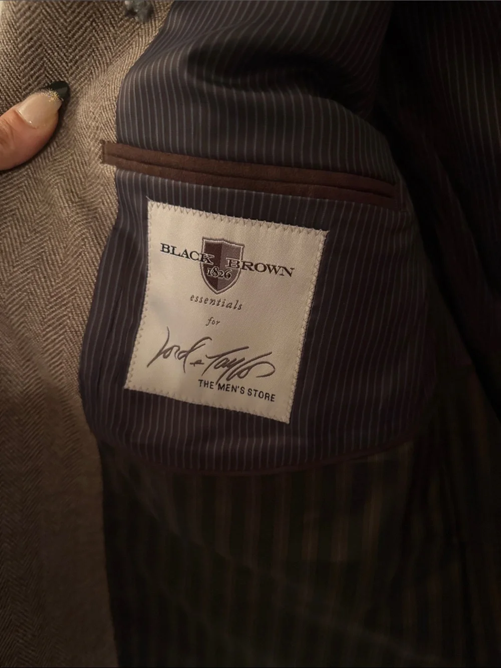 Men's Brown Herringbone Sport Coat with Elbow Patches